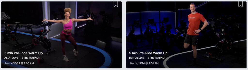 New pre-ride warm-up classes with Ally Love and Ben Alldis.